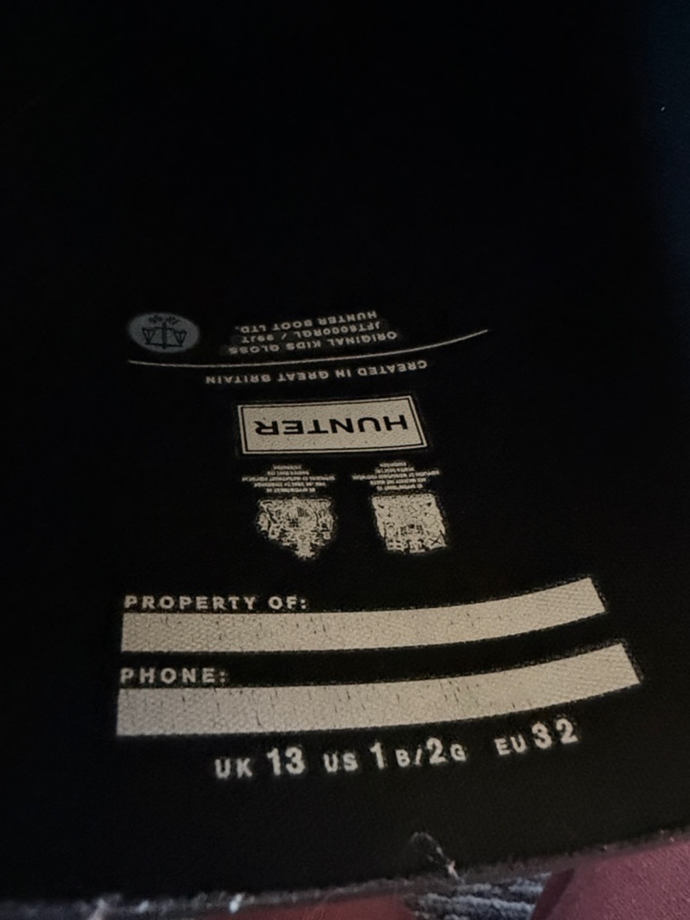 Hunter Original Kids Tall Black Gloss Boots Size 1 Boy 2 Girl - Picture 6 of 8